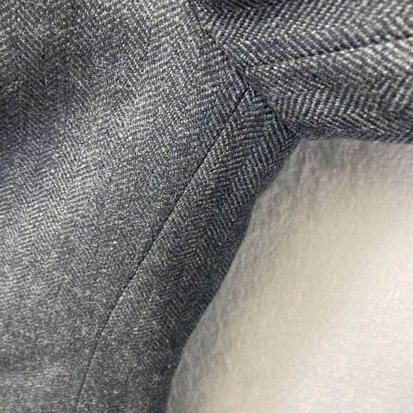 Lands' End 100% Lambswool Blazer Jacket Mens 42R Gray Herringbone Sport Coat EUC - Picture 9 of 16
